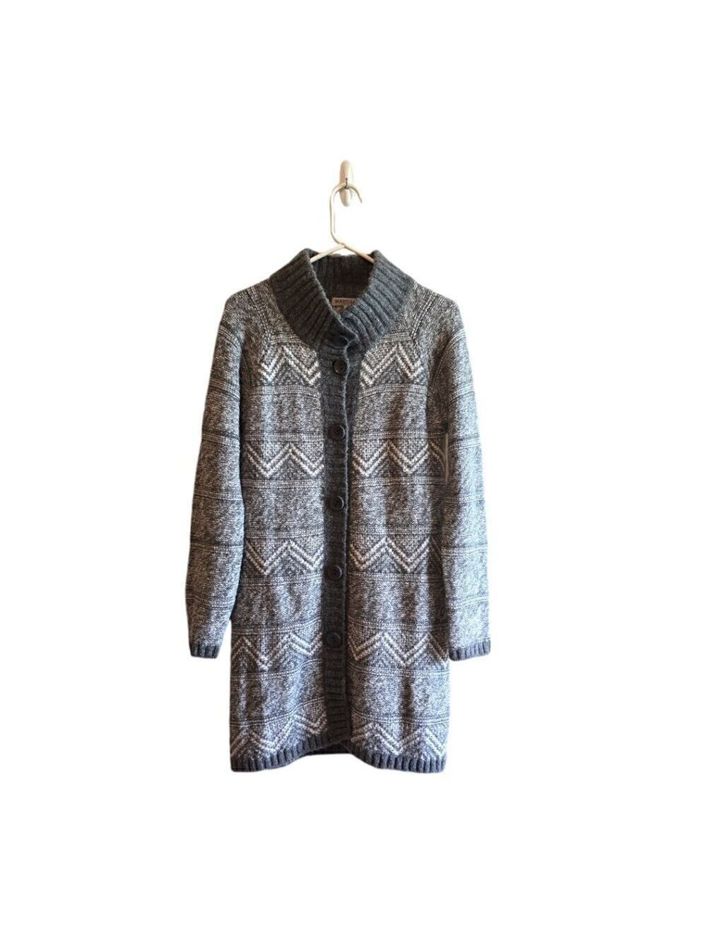 Maryline Italian Wool Blend Knit Mock Neck Duster Cardigan Sz S